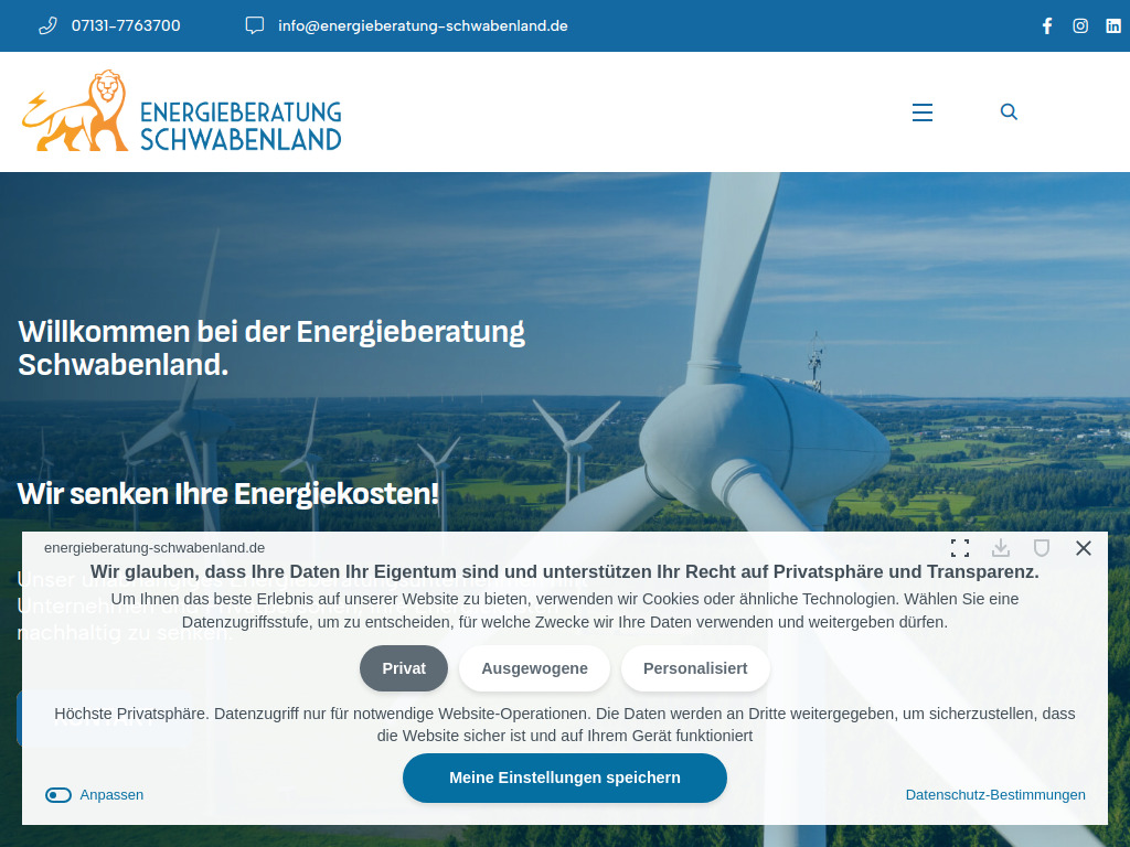 Website von Energieberatung Schwabenland GmbH in Öhringen