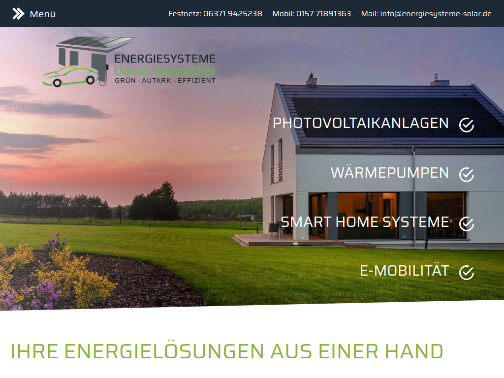 Website von Energiesysteme Daniel Neumüller in Ramstein-Miesenbach