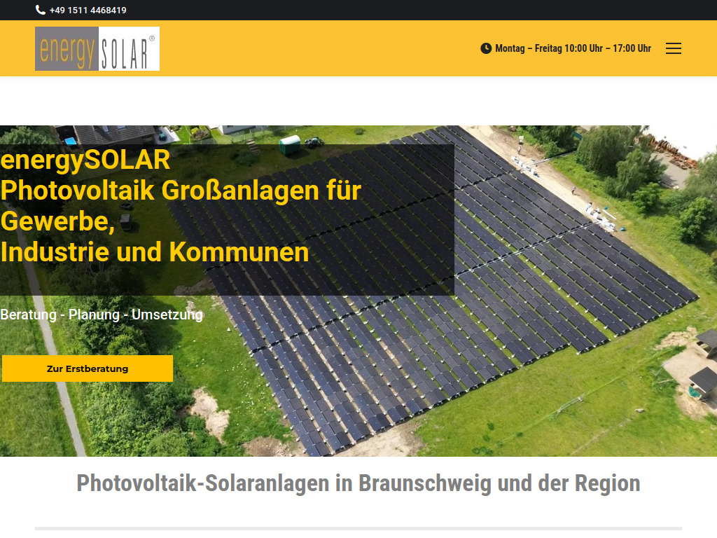 Website von energySOLAR GmbH in Braunschweig