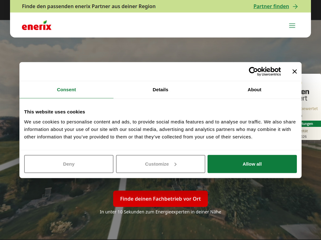 Website von enerix Franchise GmbH & Co KG in Regensburg