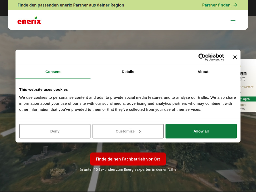 Website von enerix Franchise GmbH & Co KG in Regensburg