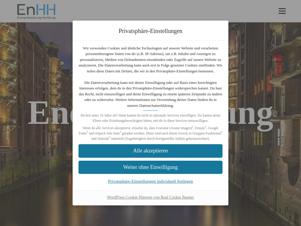 Website von ENHH GmbH in Hamburg