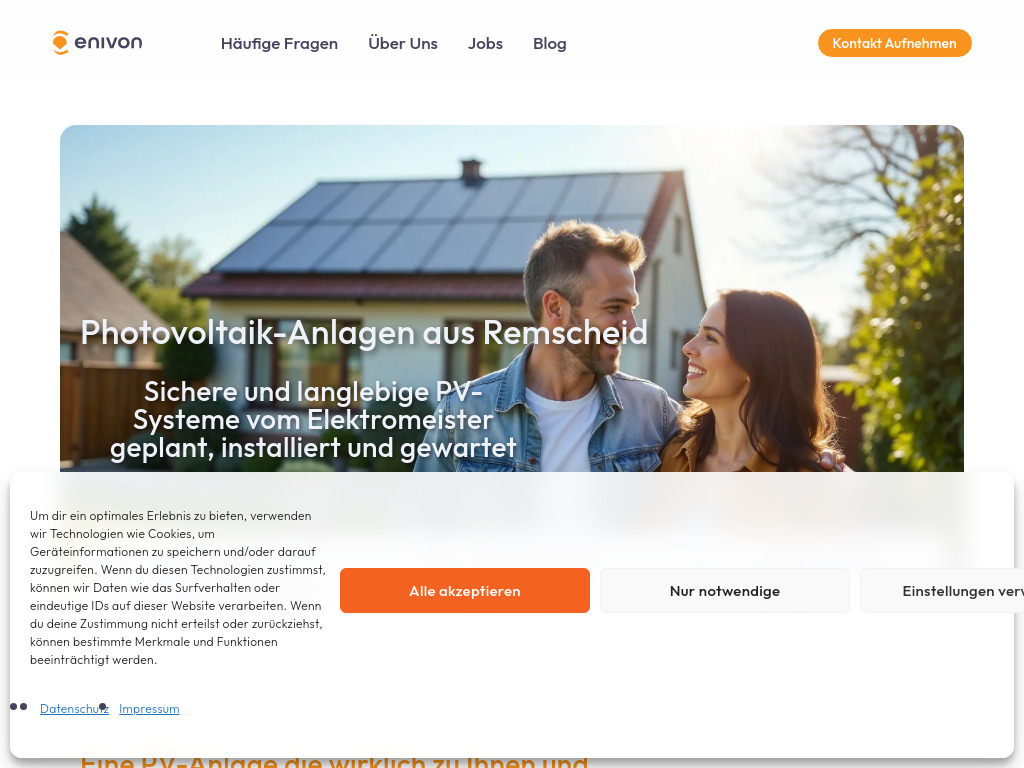 Website von enivon Elektrotechnik GmbH in Remscheid