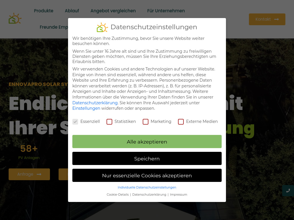 Website von EnNovaPro Solar Systems in Worms