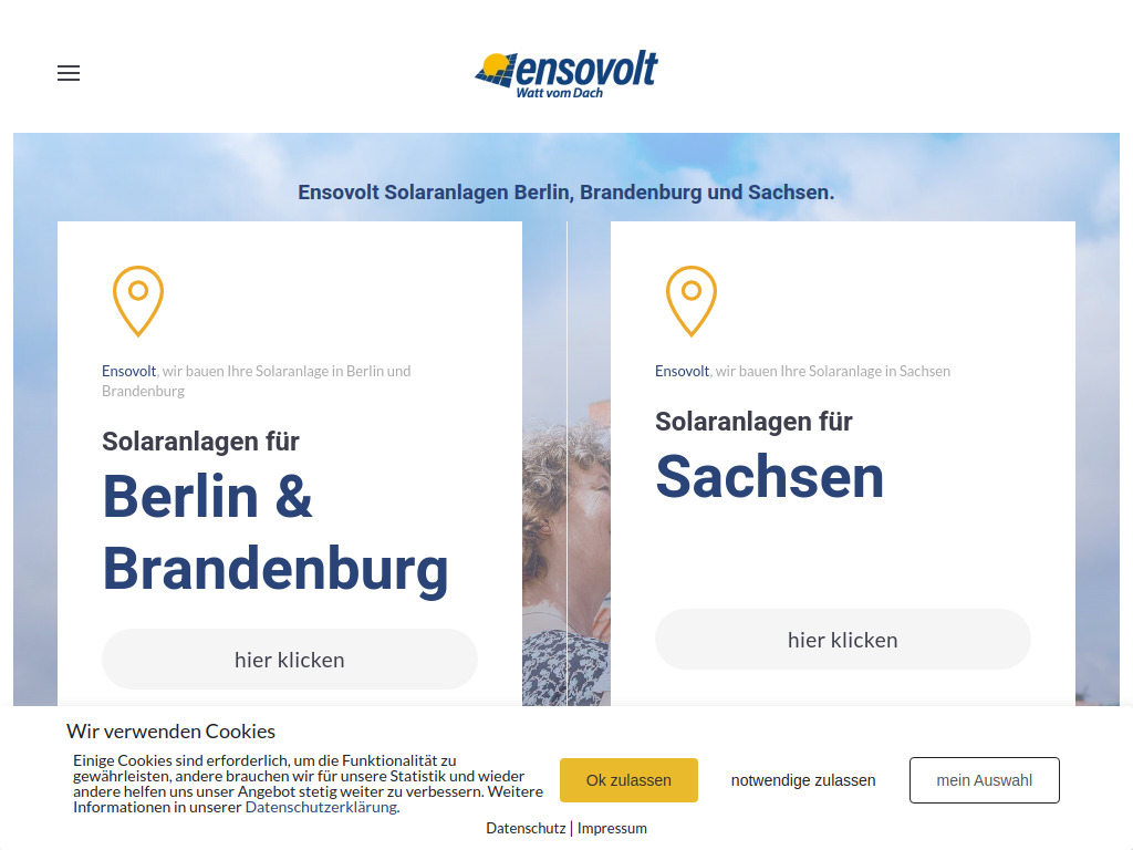 Website von ensovolt GmbH in Großbeeren