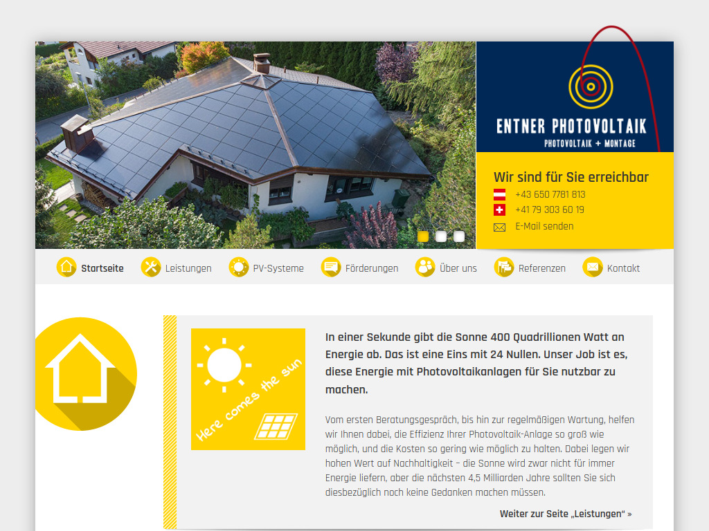 Website von Entner Matthias - Photovoltaik und Montage in Klaus