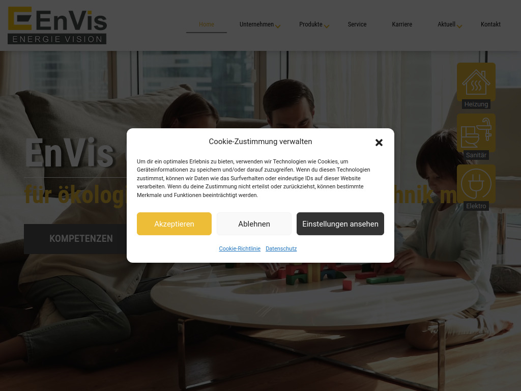 Website von EnVis GmbH in Monschau-Konzen