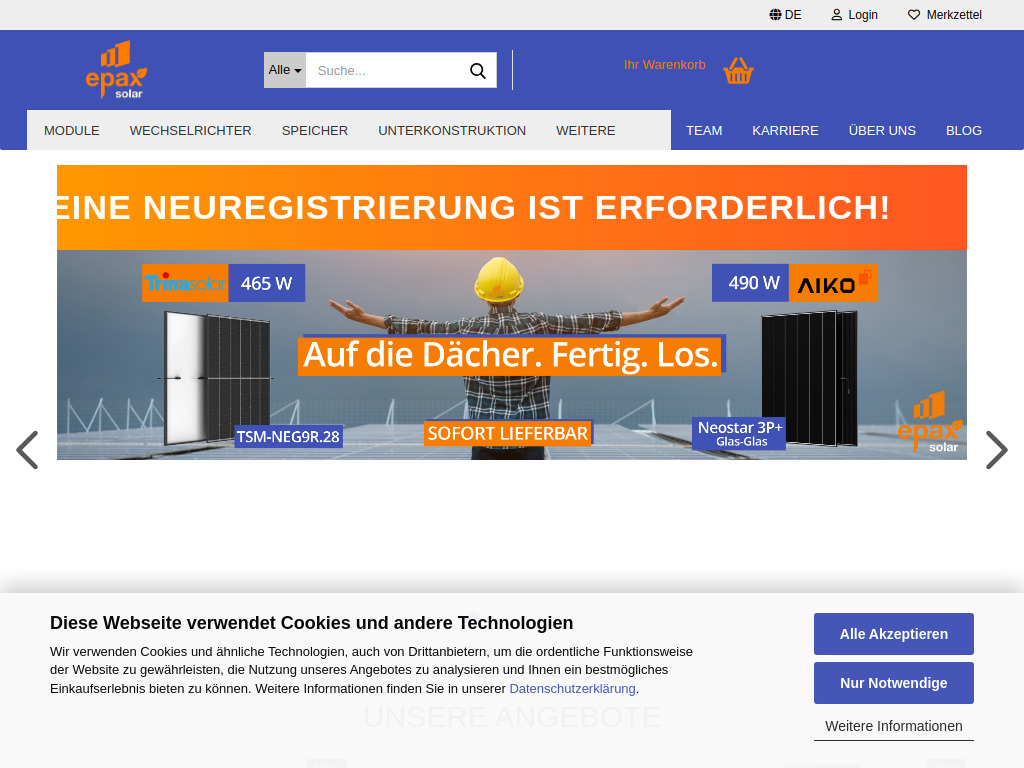 Website von Epax Solar GmbH in Deggendorf