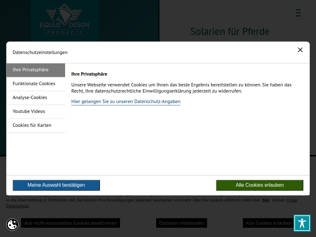 Website von Pferdesolarium vom Fachmann - Warendorfer Pferdesolarien in Mehr zum Pferdesolarium STANDARD I-S