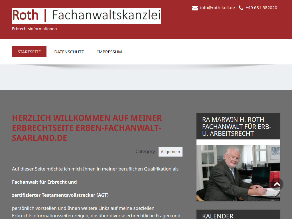 Website von Rechtsanwaltskanzlei Marwin H. Roth in Saarbrücken