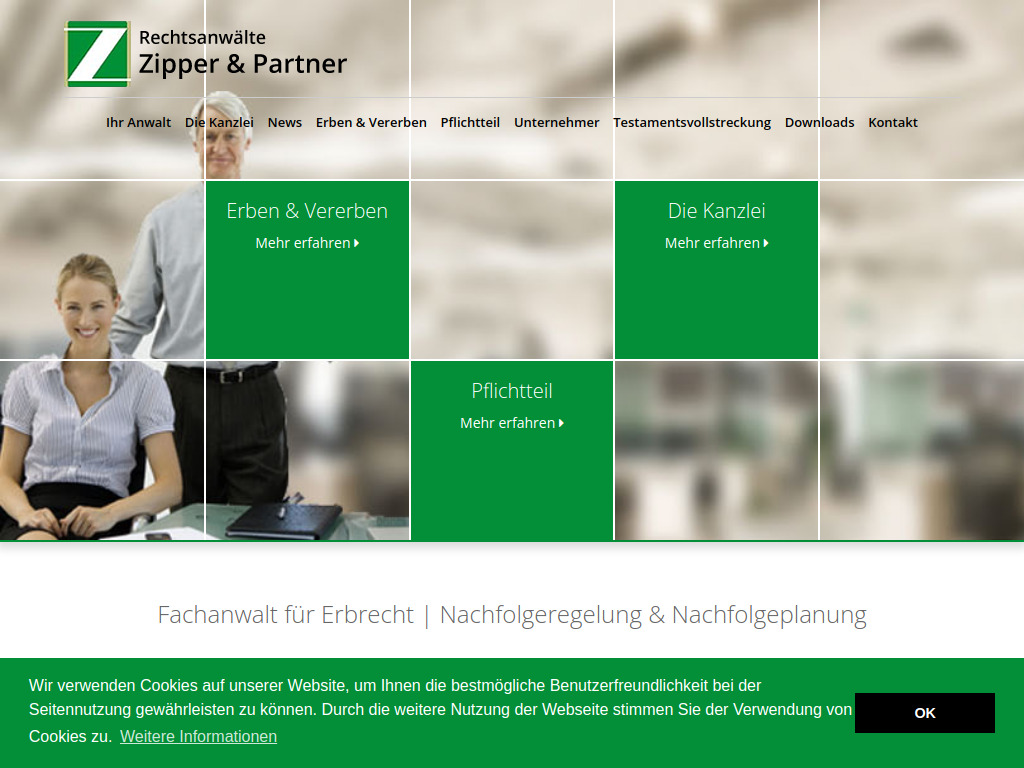 Website von Rechtsanwälte Zipper & Partner in Schwetzingen