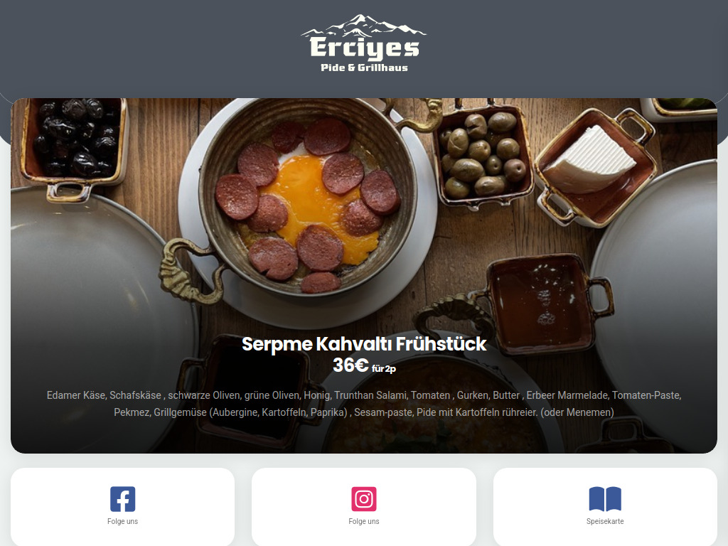 Website von Erciyes Restaurant GmbH in Augsburg