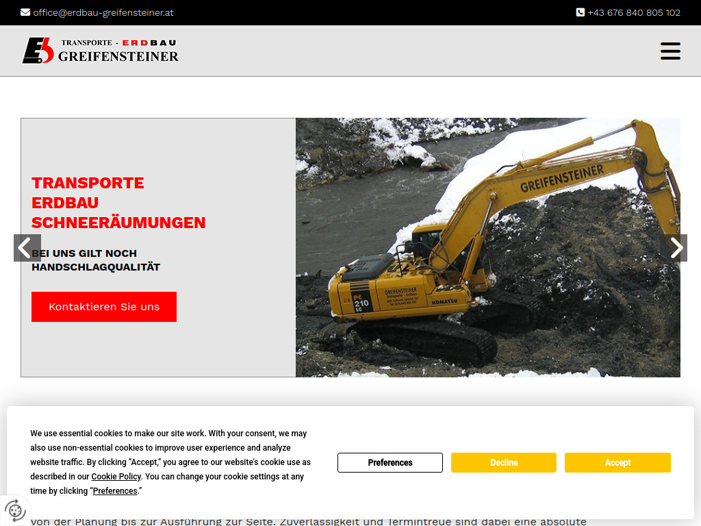 Website von Manfred Greifensteiner GmbH in Gußwerk