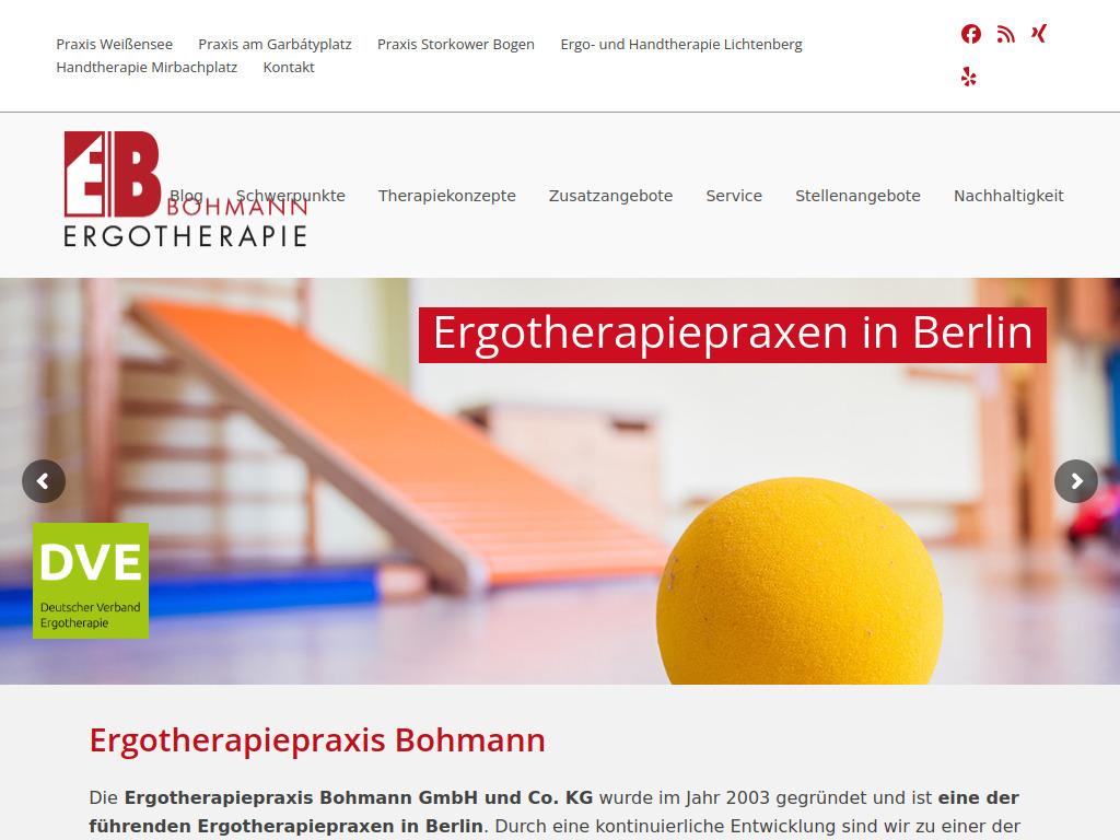 Website von Ergotherapiepraxis Bohmann GmbH und Co. KG in Berlin