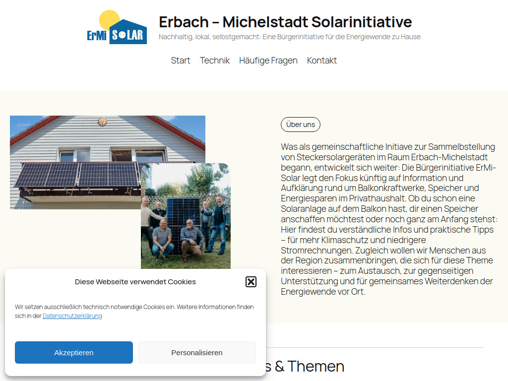 Website von Erbach-Michelstadt Solarinitiative in Erbach