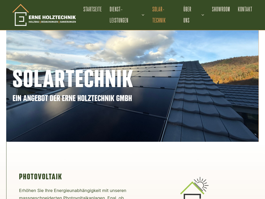 Website von Erne Holztechnik GmbH in Läufelfingen