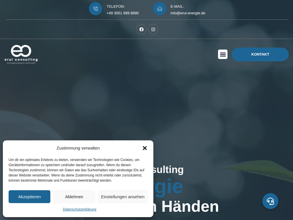Website von Erul Energieconsulting und -vertrieb GmbH in Berlin