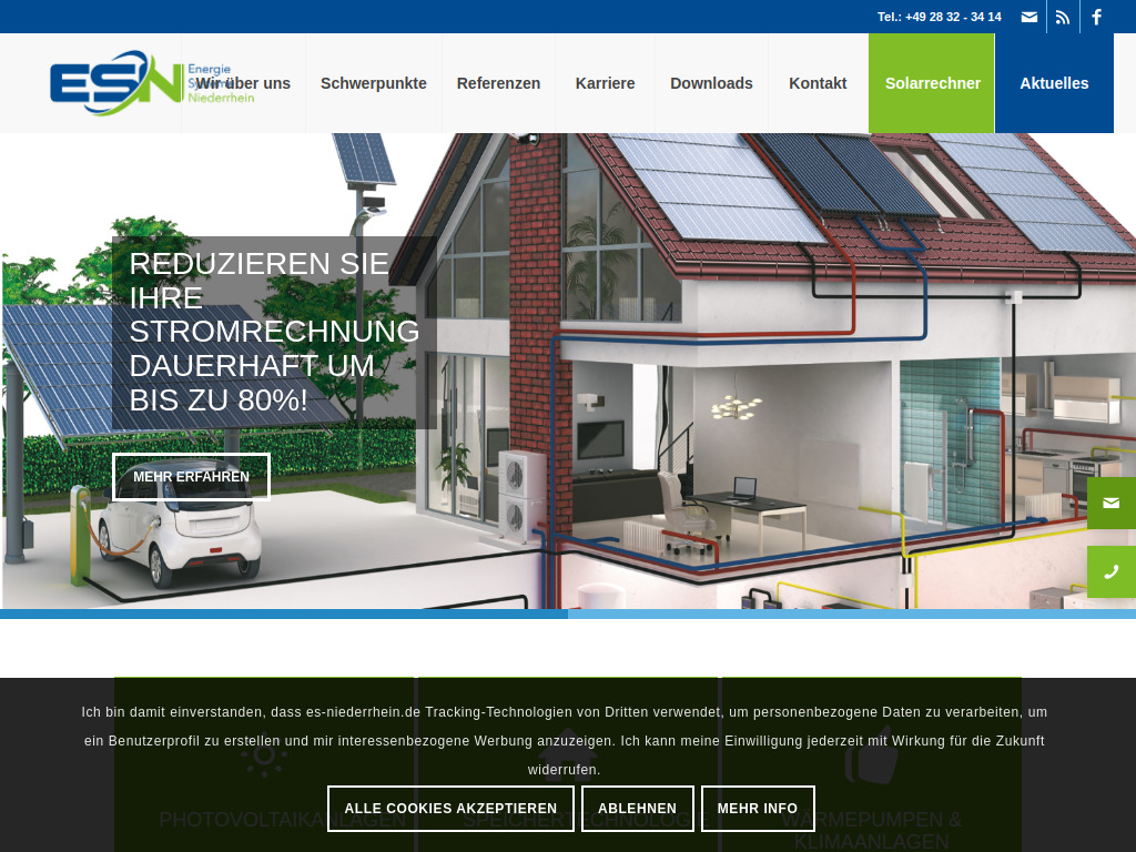 Website von ESN Energie-Systeme-Niederrhein GmbH in Kevelaer