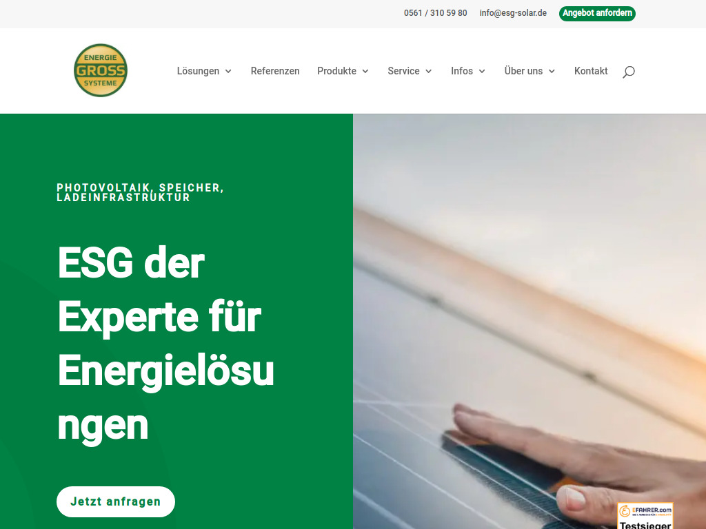 Website von Energiesysteme Groß GmbH & Co. KG in Niestetal