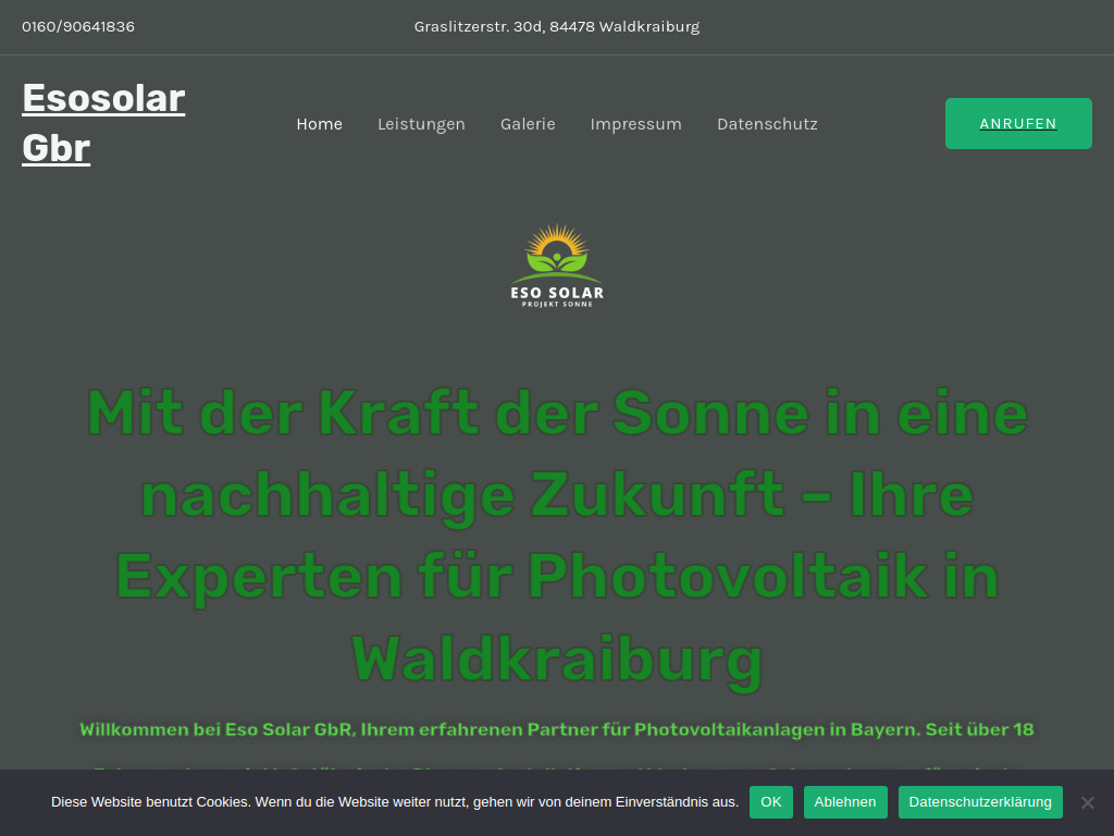 Website von Eso Solar GbR in Waldkraiburg