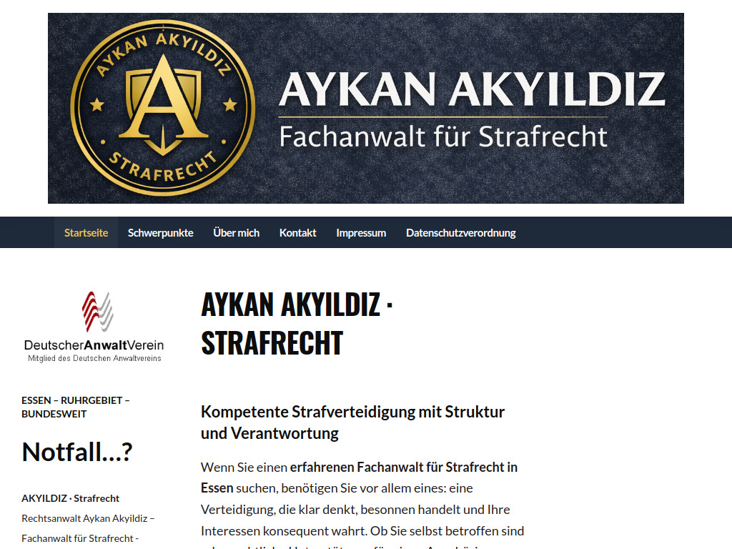 Website von AYKAN AKYILDIZ · Strafrecht in Essen