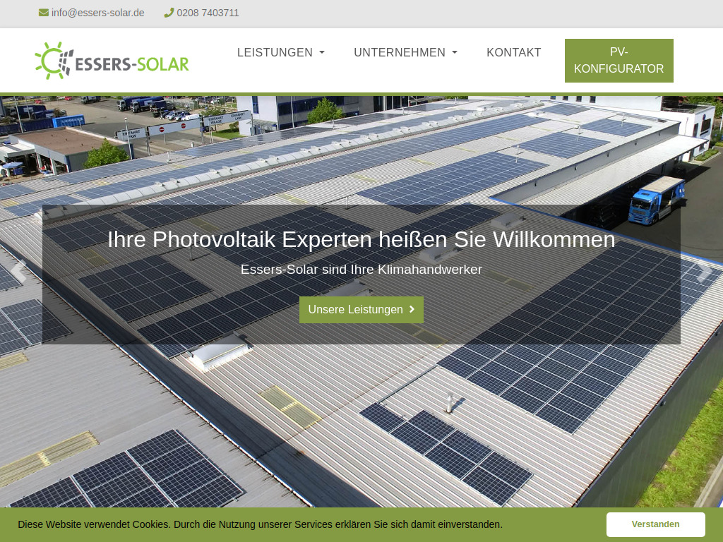 Website von ESSERS-SOLAR GmbH in Mülheim an der Ruhr