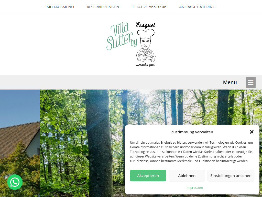 Website von Villa Sutter by Essguet in Münchwilen TG