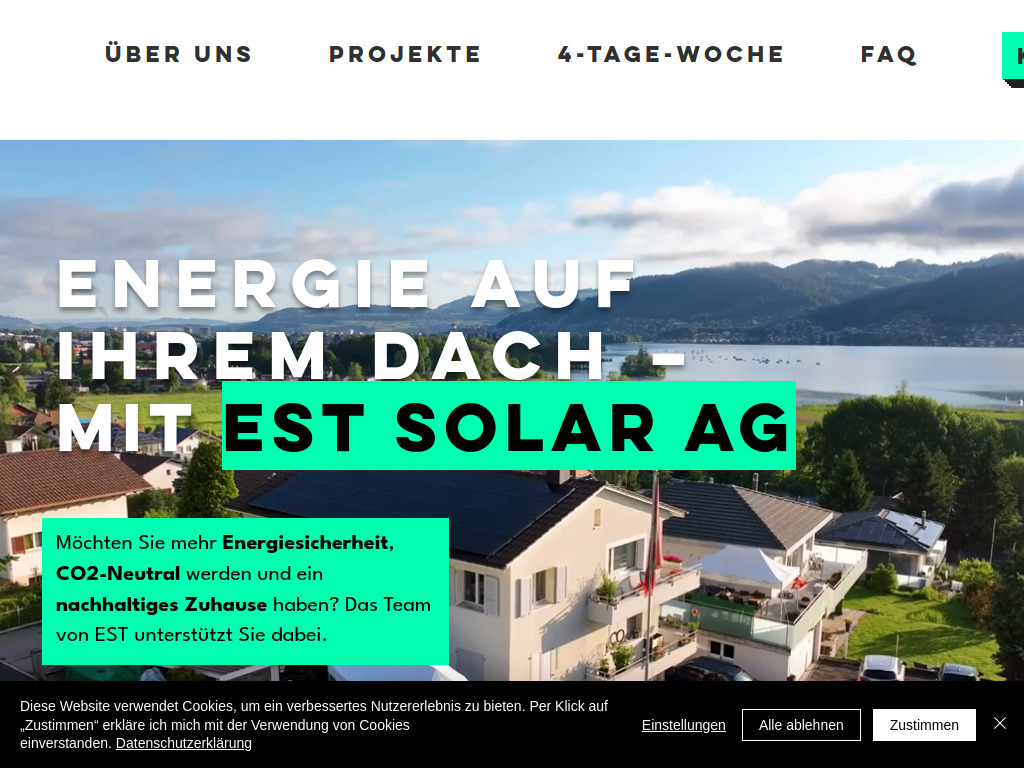 Website von EST Solar AG in Thun