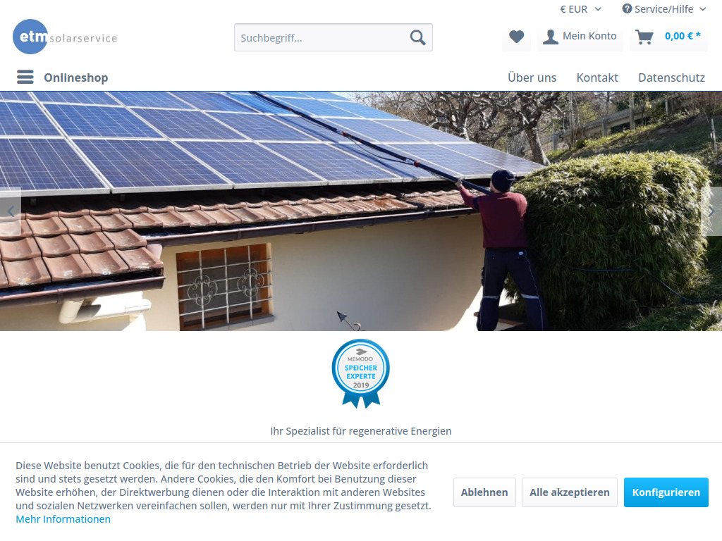 Website von etm solarservice in Freiburg