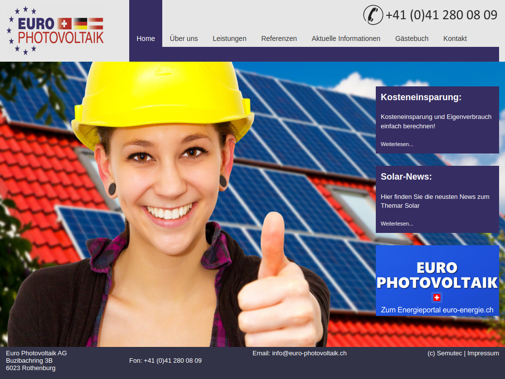 Website von Euro Photovoltaik AG in Rothenburg