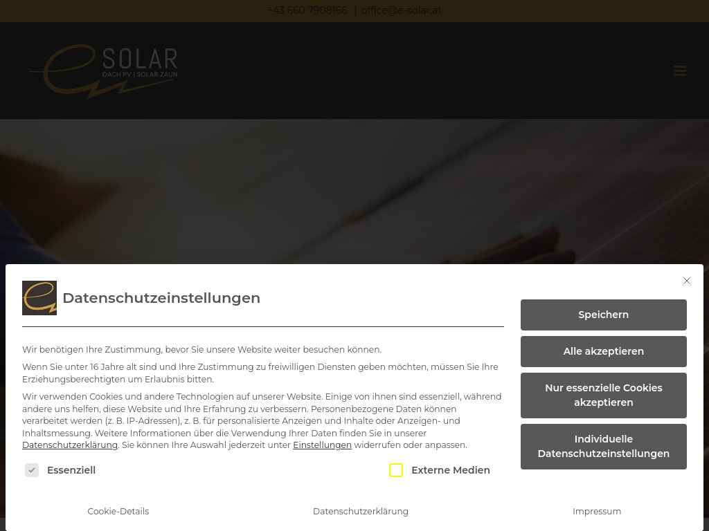 Website von E-Solar GmbH in Ternitz