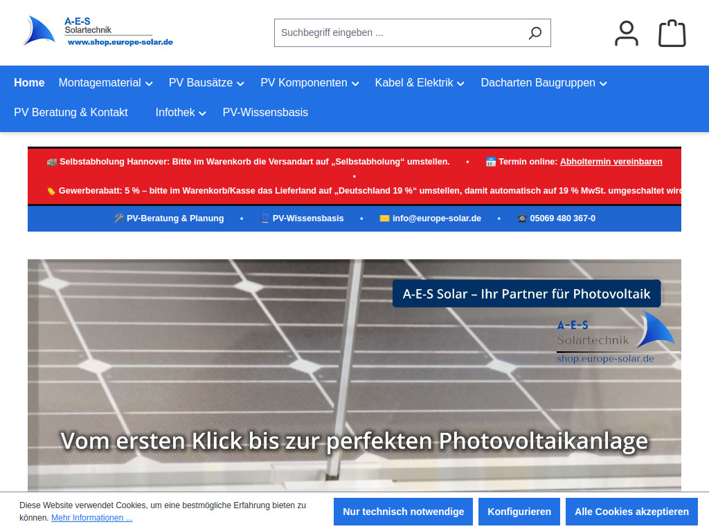 Website von A-E-S Europe GmbH in Ronnenberg