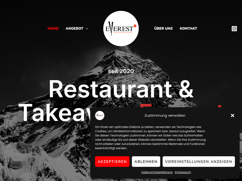 Website von Everest Restaurant & Takeaway in St. Gallen