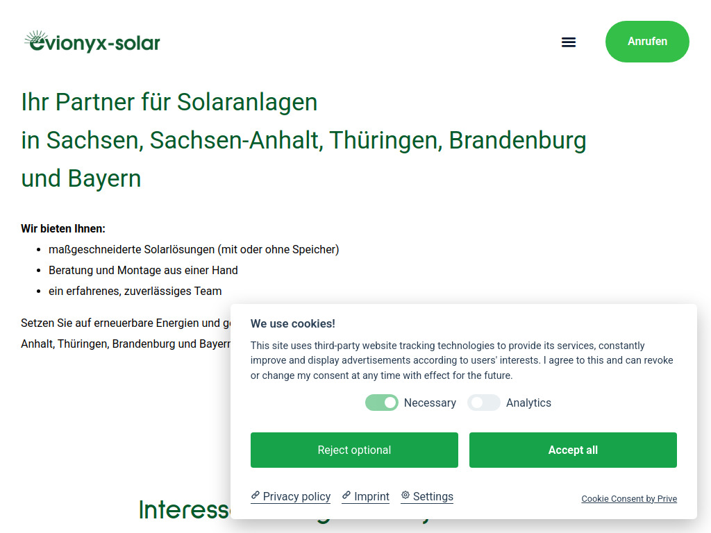 Website von Evionyx Gruppe - Felix Opolka in Wurzen