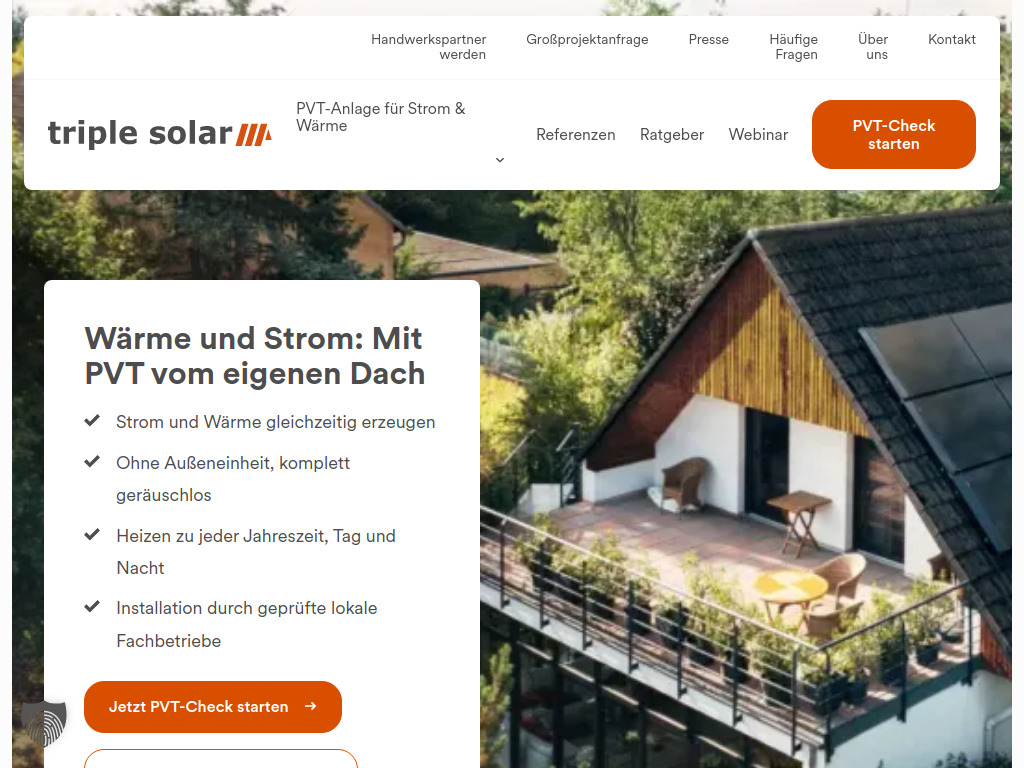 Website von Triple Solar GmbH in Aachen