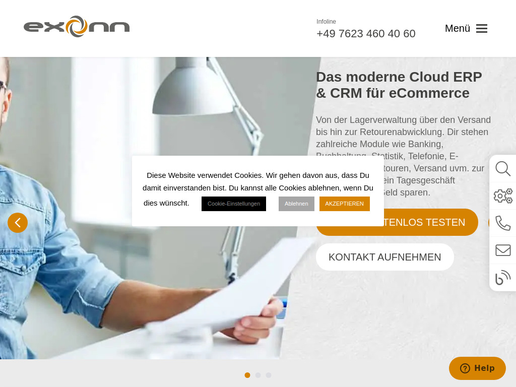 Website von exonn GmbH in Rheinfelden