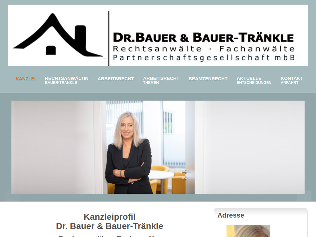 Website von Dr. Bauer & Bauer-Tränkle Rechtsanwälte - Fachanwälte Partnerschaftsgesellschaft mbB in Augsburg