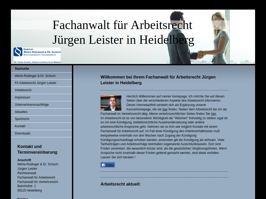 Website von Werle-Rüdinger & Dr. Schoch in Heidelberg