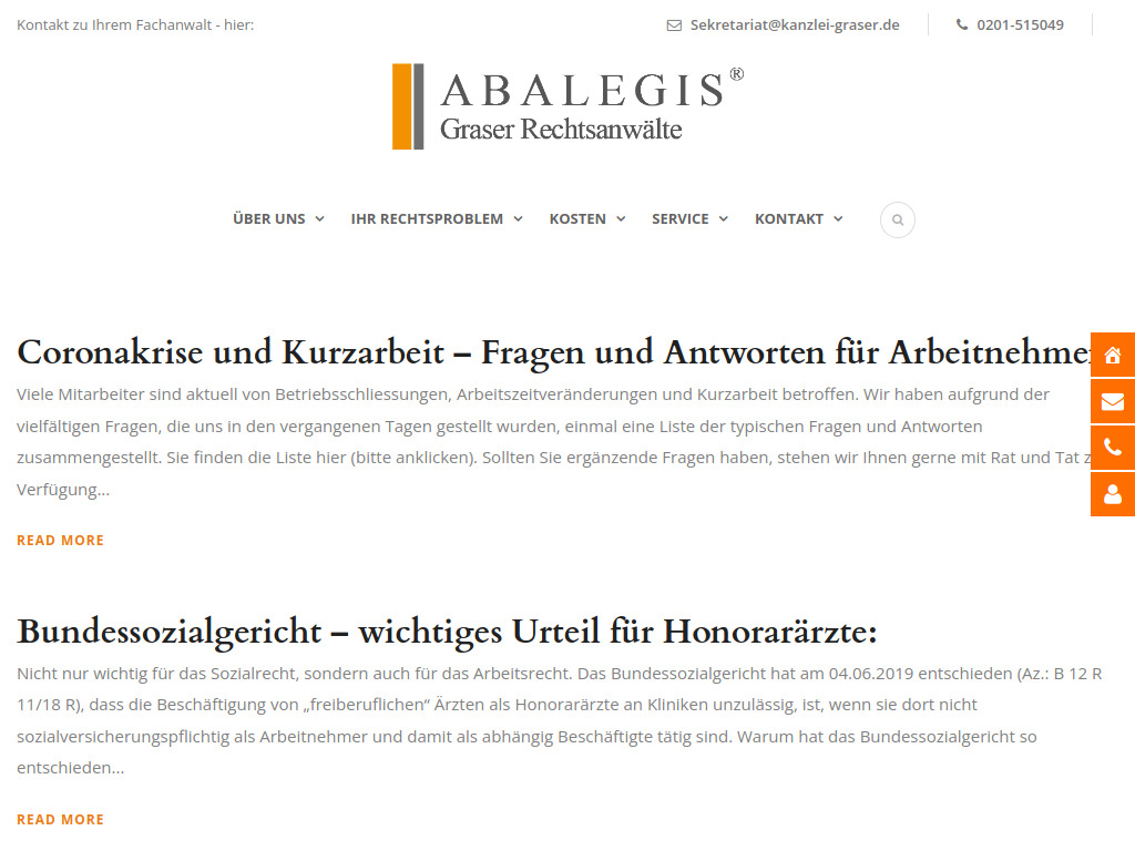 Website von Graser Rechtsanwälte und Fachanwälte in Essen