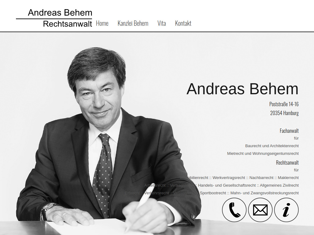 Website von Andreas Behem Rechtsanwalt in Hamburg