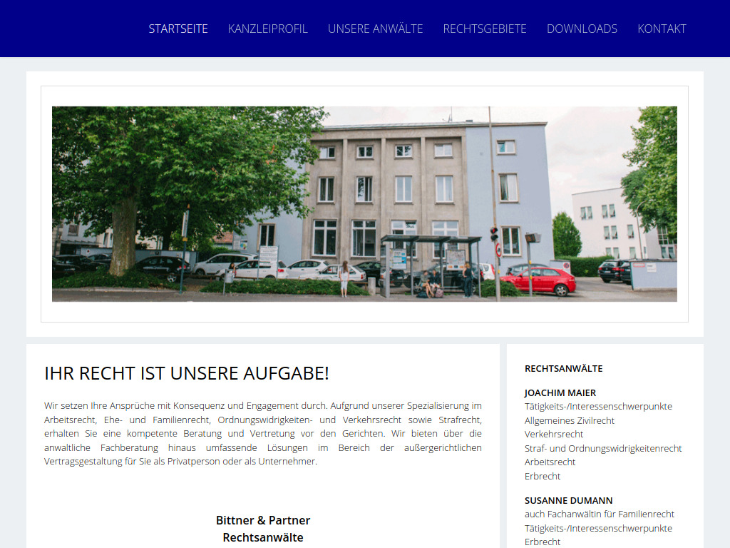 Website von Bittner & Partner Rechtsanwälte in Ingolstadt