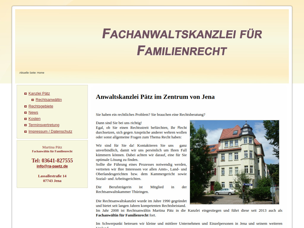 Website von Kanzlei Pätz in Jena