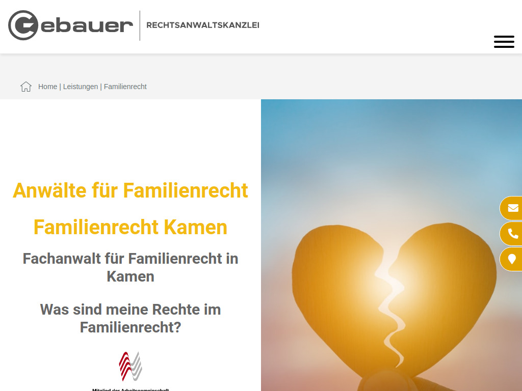 Website von Rechtsanwaltskanzlei Andreas Gebauer in Kamen-Methler