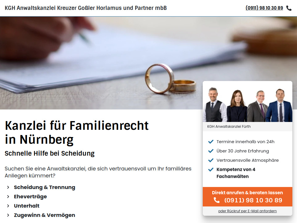 Website von KGH Anwaltskanzlei Fürth