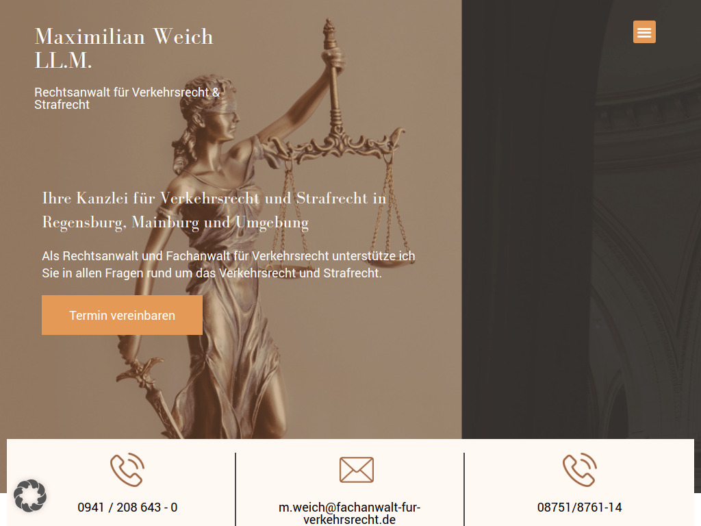 Website von Rechtsanwalt Maximilian Weich in Mainburg