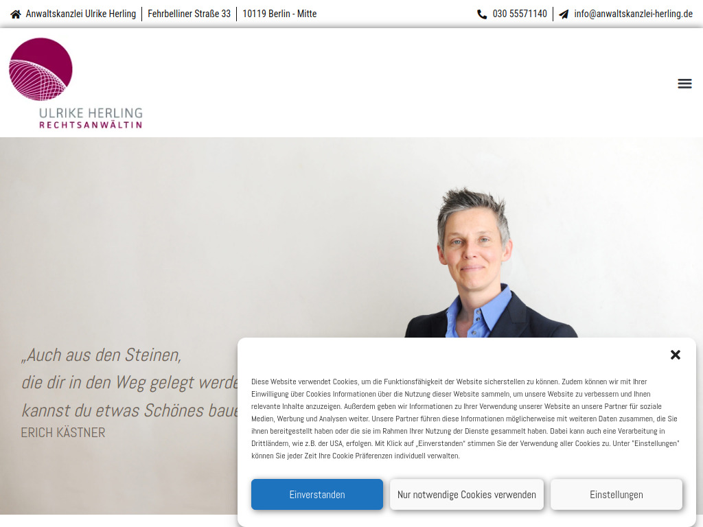 Website von Anwaltskanzlei Ulrike Herling in Berlin