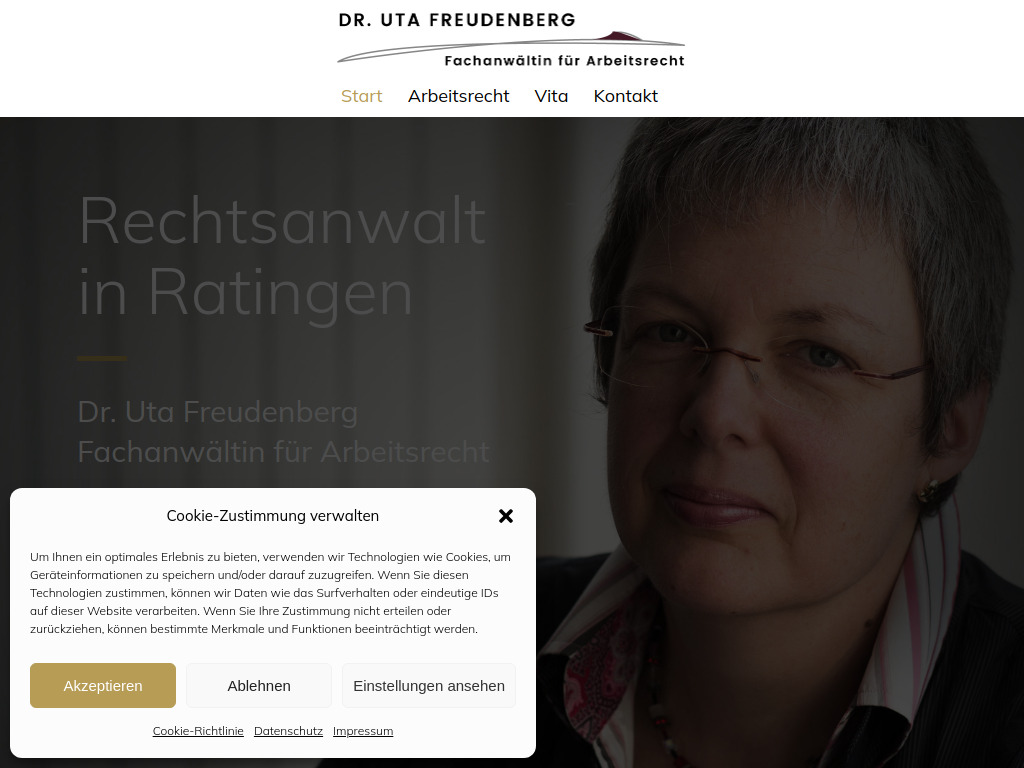 Website von Kanzlei Dr. Uta Freudenberg in Ratingen