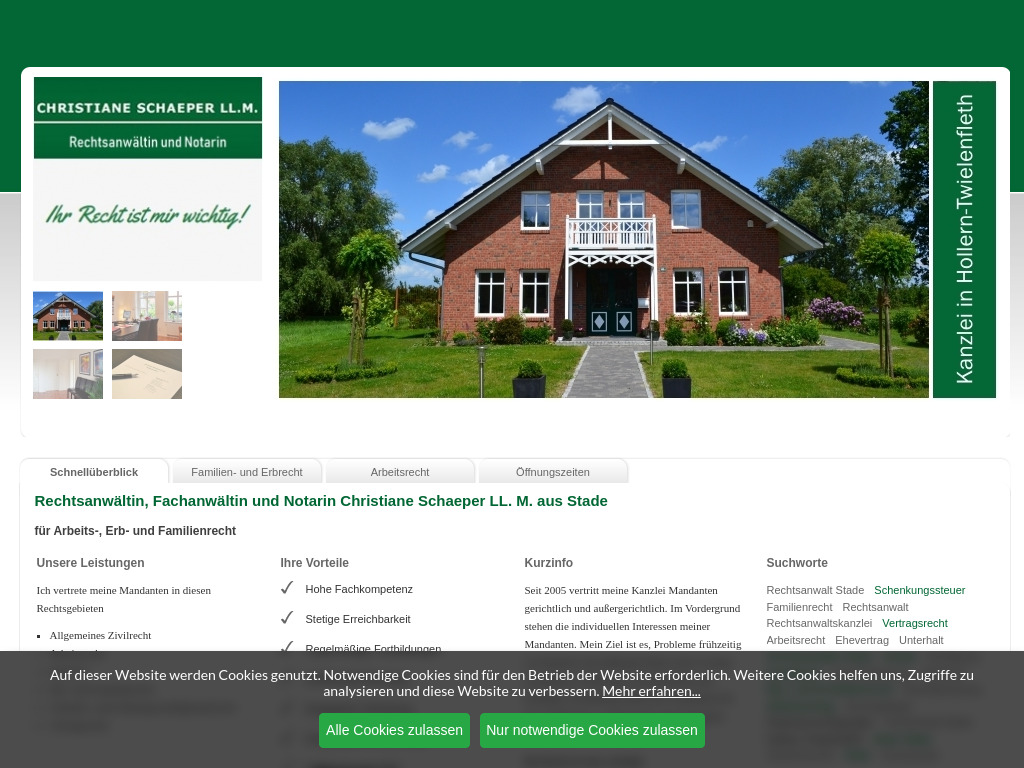 Website von Rechtsanwältin, Fachanwältin und Notarin Christiane Schaeper LL. M. in Hollern-Twielenfleth