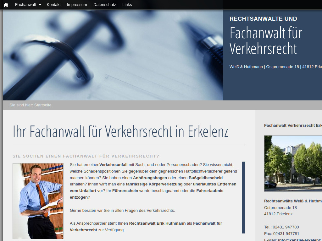 Website von Rechtsanwälte Weiß & Huthmann in Erkelenz