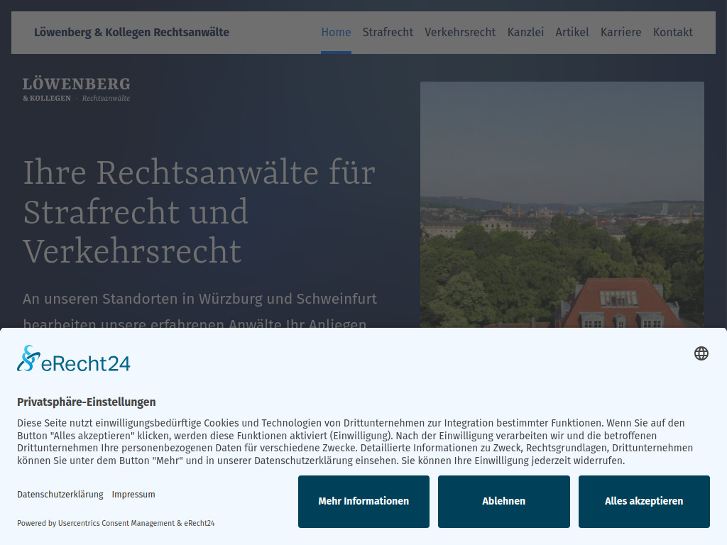 Website von Kanzlei Löwenberg & Kollegen in Würzburg